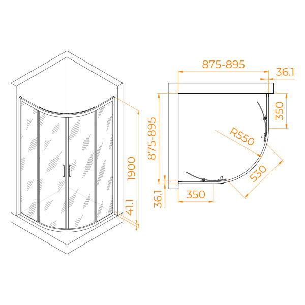 Душевой уголок RGW Passage 90x90 стекло прозрачное, профиль черный (02085199-14)