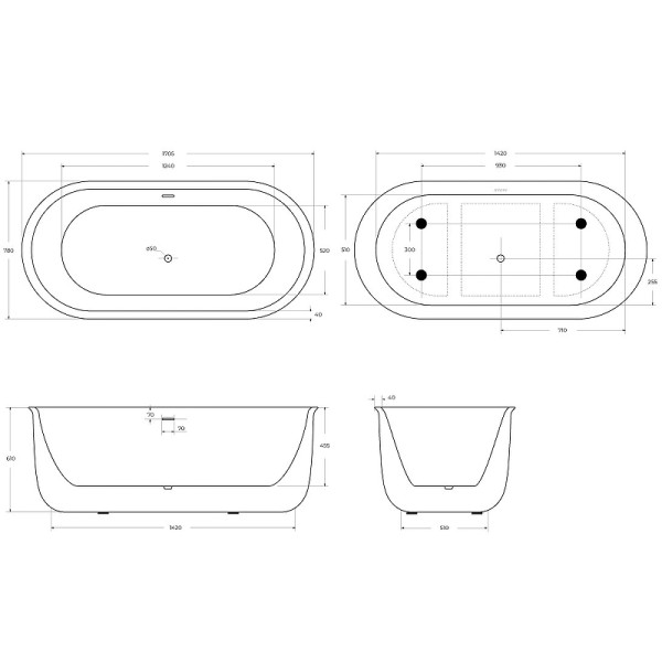 Ванна акриловая BelBagno 170x78 белая (BB709-1700-780) Ванна акриловая BelBagno 170x78 белая (BB709-1700-780)