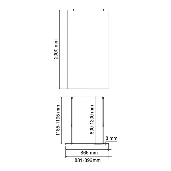Душевое ограждение WasserKRAFT Vechte 86-89x200 стекло прозрачное, профиль черный (60W39MB)
