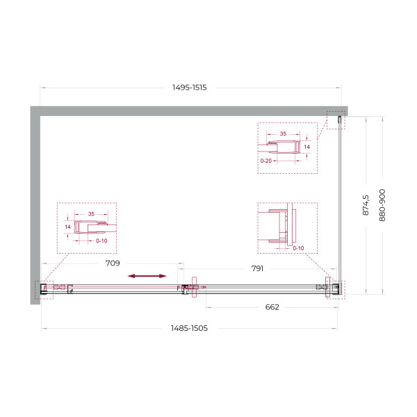 Душевой уголок BelBagno Soft Close-1 150x90x200 стекло прозрачное, профиль оружейная сталь матовая (SOFT_CLOSE-1-AH-1-150/90-C-GM)