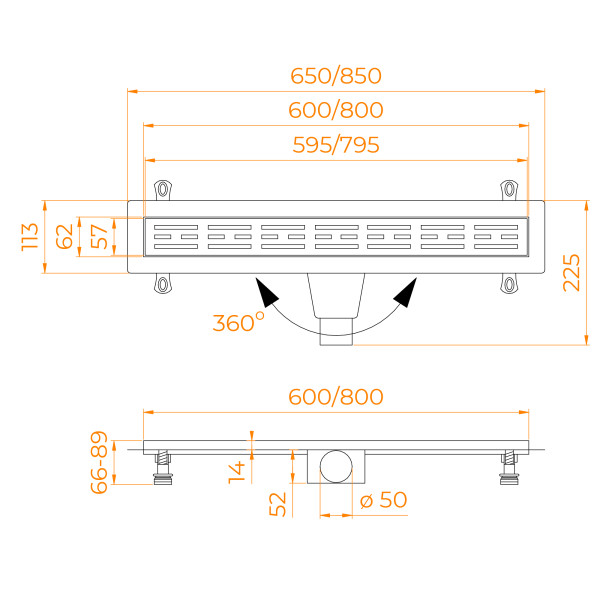 Душевой лоток RGW Drain Leo 600 хром (60212060-01)