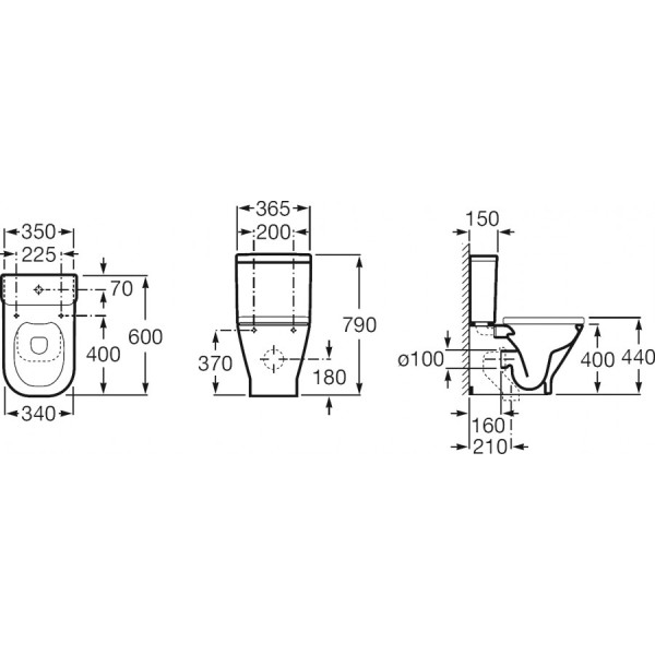Унитаз напольный чаша Roca The Gap 60x36,5x40 белый (7.3427.3.700.H)