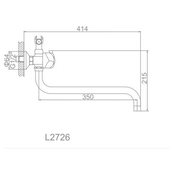 Смеситель для ванны и душа Ledeme с душевым гарнитуром (L2726)