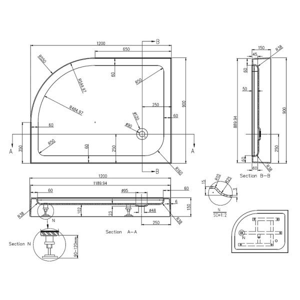 Душевой поддон Azario Victoria 90x120x15 белый (P2912 R) Душевой поддон Azario Victoria 90x120x15 белый (P2912 R)