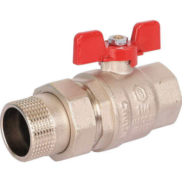 Кран 1 1/4" шаровый со сгоном Stout ГОСТ (красная бабочка, полнопроходной, EPDM) SVB-1007-200032 Кран 1 1/4" шаровый со сгоном Stout ГОСТ (красная бабочка, полнопроходной, EPDM) SVB-1007-200032
