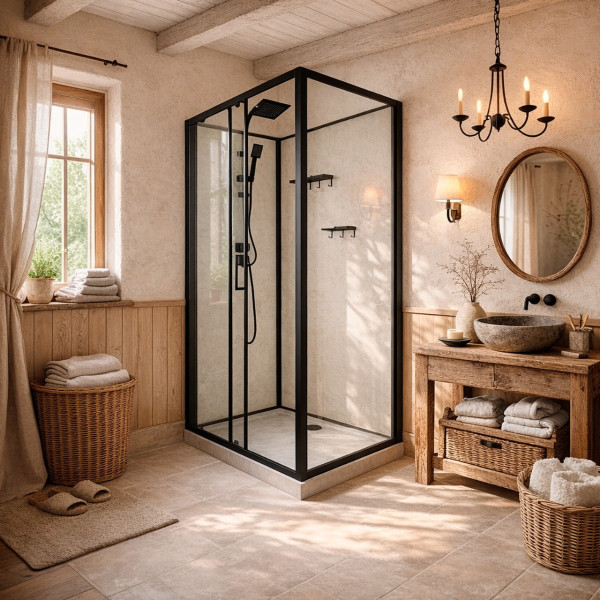 Душевая кабина Loranto 780x118x204 стекло прозрачное, профиль черный (CS-3010TM/W-120L)