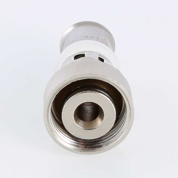 Соединение прямое 16*3/4"(18) евроконус с накидной гайкой Valtec (пресс, никель) (VTc.712.NE.1605) Соединение прямое 16*3/4"(18) евроконус с накидной гайкой Valtec (пресс, никель) (VTc.712.NE.1605)