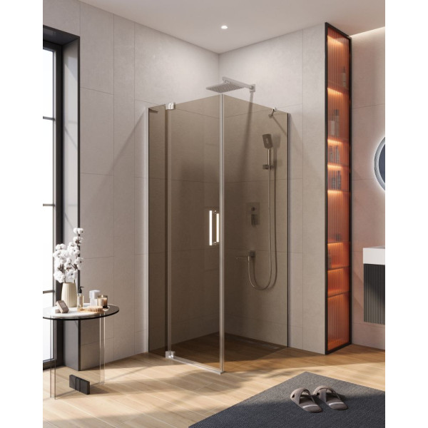 Душевой уголок Cezares Slider 70x90x195 стекло бронза, профиль хром (SLIDER-AH-1-90-70/80-BR-Cr)