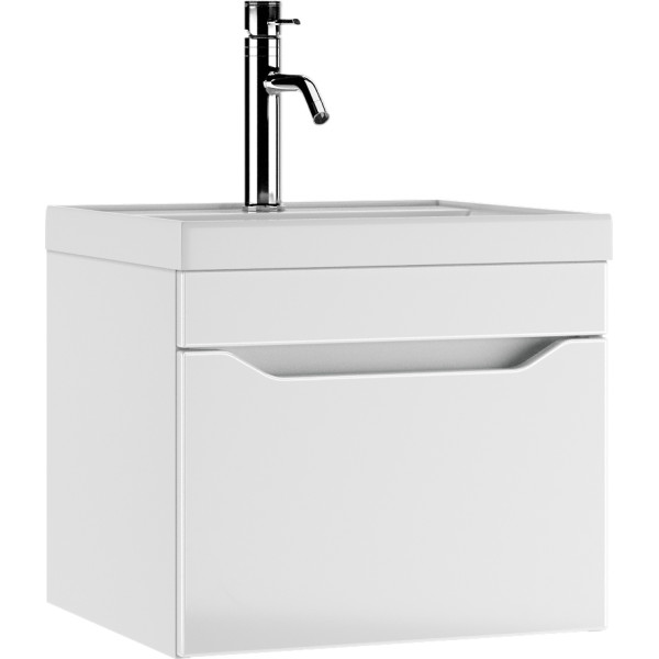 Тумба подвесная под умывальник Bazis 50 Ева с одним ящиком В1 Айсберг Домино (DA5912T)