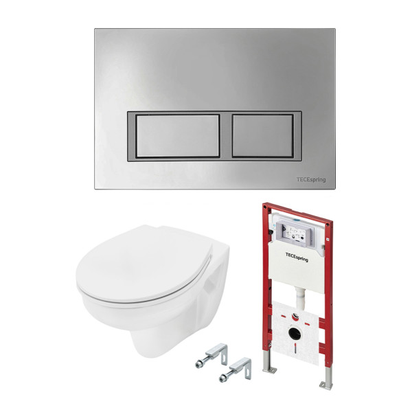 Инсталляция с унитазом TECEspring Base с клавишей хром глянц. унитаз Basic (K401201WCB)