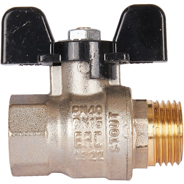 Кран 1/2" ВН шаровый Stout стандартнопроходной (чёрная бабочка) (SVB-0014-000015) Кран 1/2" ВН шаровый Stout стандартнопроходной (чёрная бабочка) (SVB-0014-000015)