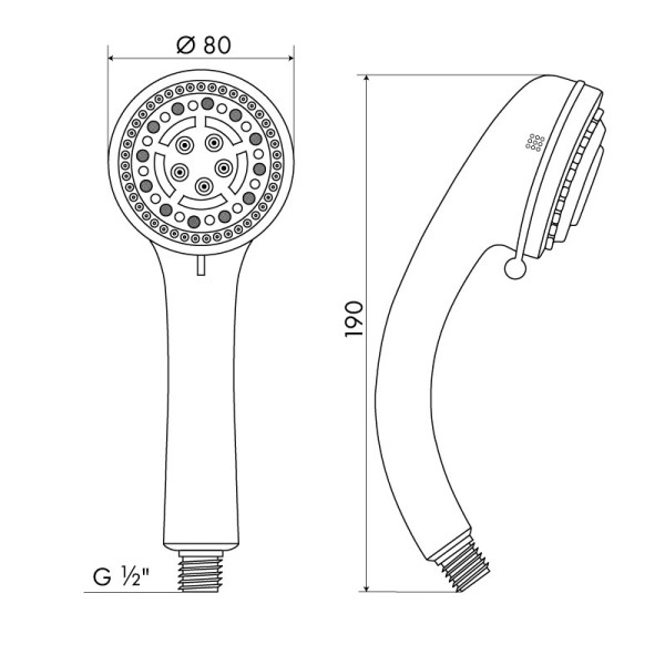 Душевая лейка Melodia 3 функции, d80мм (MKP20454BL)