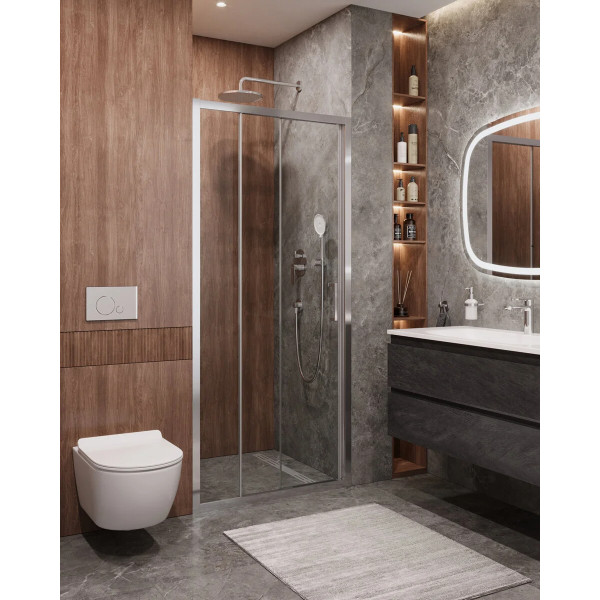 Душевая дверь Cezares Molveno 100x195 стекло прозрачное, профиль хром (MOLVENO-BF-3-100-C-Cr-IV)