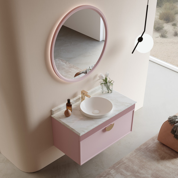 Зеркало с подсветкой Orka Molino 900x900x50 розовый матовый (3006250)