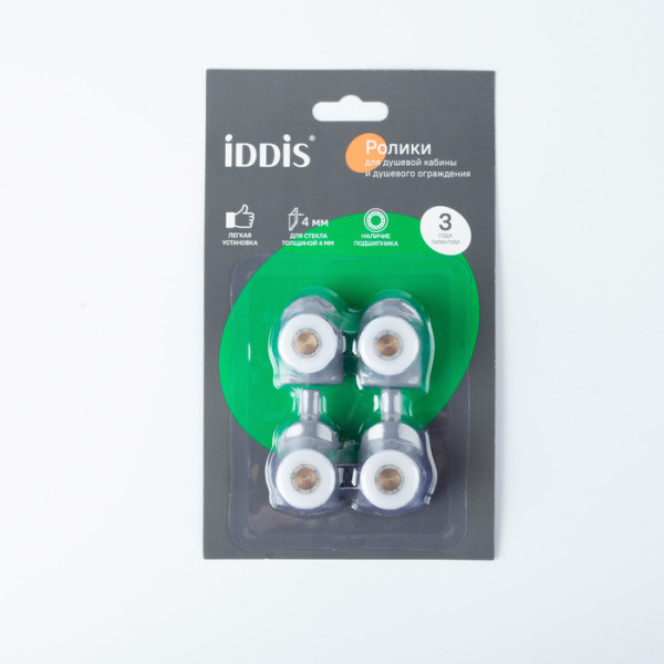 Ролики 2 верхних 2 нижних одинарные D=23 мм серый стекло 4 мм Iddis (966S23GR4DZ) Ролики 2 верхних 2 нижних одинарные D=23 мм серый стекло 4 мм Iddis (966S23GR4DZ)