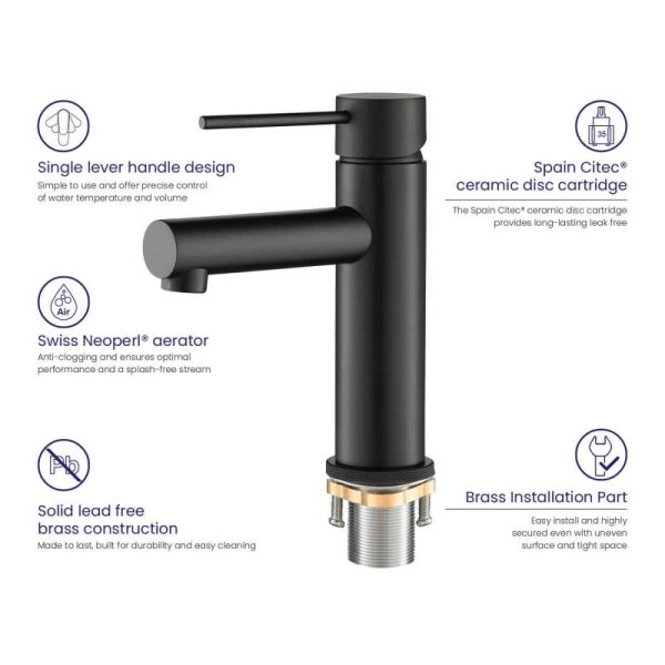 Смеситель для раковины Timo Saona черный, короткий излив (2361/03F)