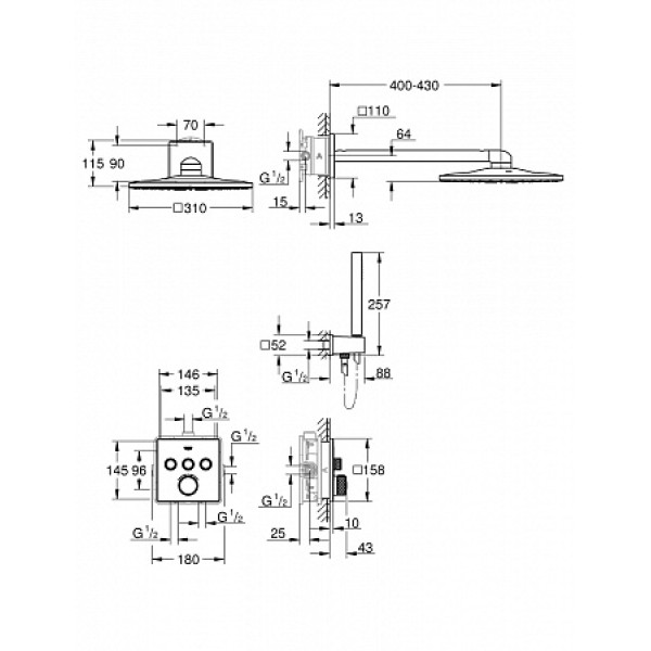 Смеситель термостатический для душа Grohe Grohtherm SmartControl (34706000)