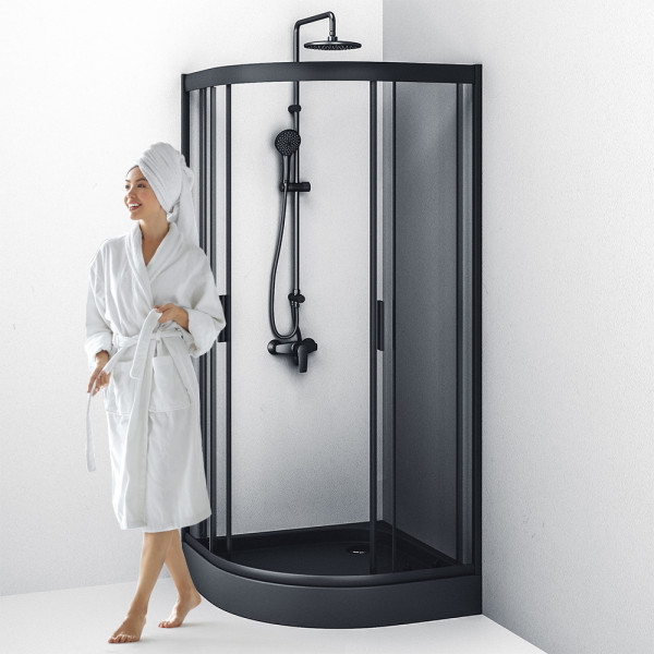 Душевые уголки AM.PM Gem 90x90x200 стекло прозрачное, профиль черный матовый (W90G-401-090BT)