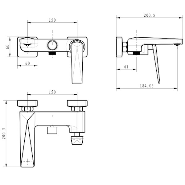 Смеситель для ванны и душа Boheme Venturo с душевым гарнитуром хром (373-B) Смеситель для ванны и душа Boheme Venturo с душевым гарнитуром хром (373-B)