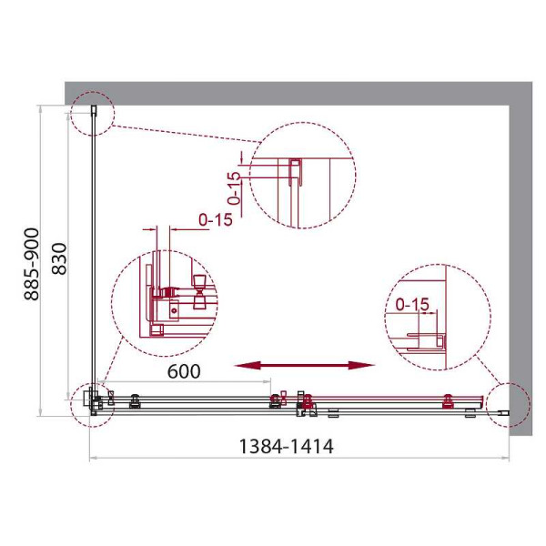 Душевой уголок BelBagno Acqua 140x90 стекло прозрачное, профиль хром (ACQUA-AH-1-140/90-C-Cr) Душевой уголок BelBagno Acqua 140x90 стекло прозрачное, профиль хром (ACQUA-AH-1-140/90-C-Cr)