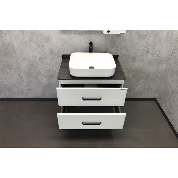 Тумба подвесная с раковиной Comforty Амстердам 750x500x630 белый глянцевый/черный матовый (00-00004668)