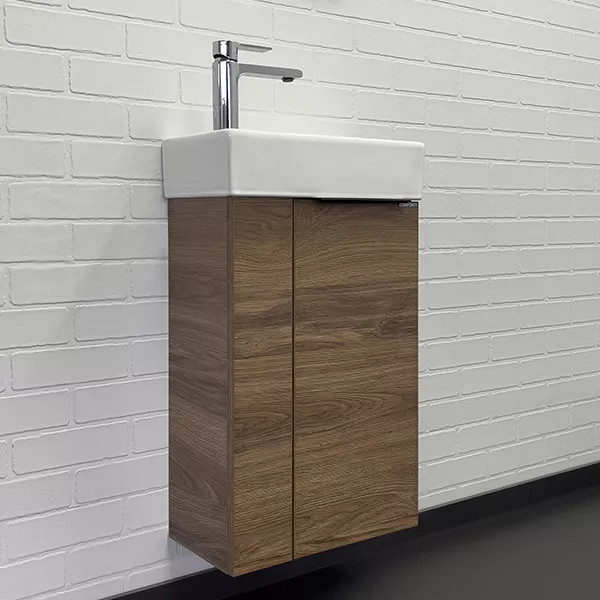 Тумба подвесная с раковиной Comforty Асти 400x220x700 дуб темно-коричневый (00-00015420)