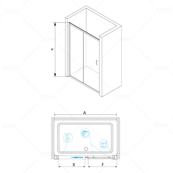 Душевая дверь RGW Passage 150x195 стекло прозрачное, профиль хром (350801615-11)