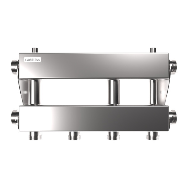 Коллектор модульный Gidruss MKSS-150-2x32 (до 150 кВт, 2 магистр. подкл. G 1 1/2", 2 контура G 1 1/4" вверх или вниз, нерж ст.) Коллектор модульный Gidruss MKSS-150-2x32 (до 150 кВт, 2 магистр. подкл. G 1 1/2", 2 контура G 1 1/4" вверх или вниз, нерж ст.)