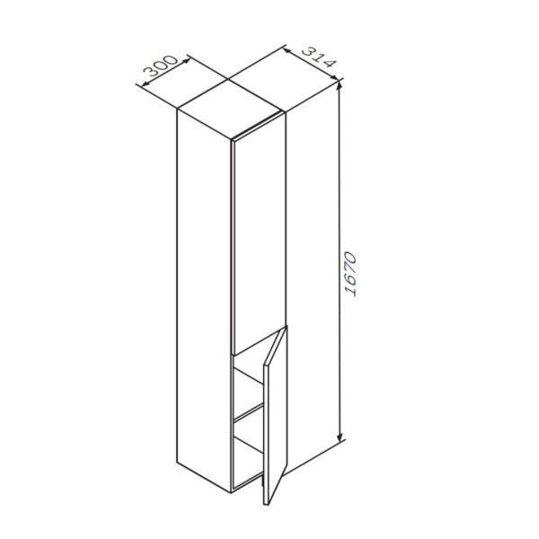 Пенал подвесной AM.PM Gem 30x167 правый двери, push-to-open: орех (M90CHR0306HF)