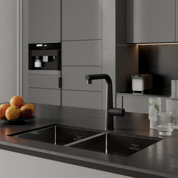 Смеситель для кухни Iddis Pure с каналом для фильтрованной воды, с выдвижным изливом черный (PURBLPFi05) Смеситель для кухни Iddis Pure с каналом для фильтрованной воды, с выдвижным изливом черный (PURBLPFi05)