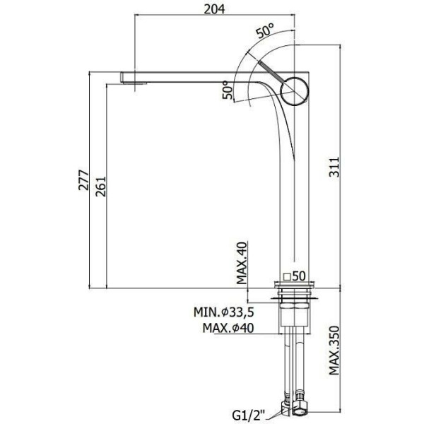 Смеситель для раковины Paffoni Rock хром (RO081CR)