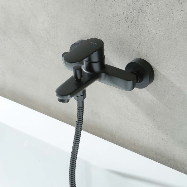 Смеситель для ваны и душа Aquatek Ника черный матовый (AQ1840MB)