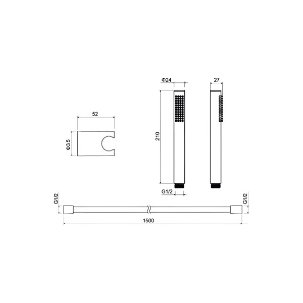 Душевой гарнитур Aquatek 1jet шлифованный черный хром (AQ2034BGM)