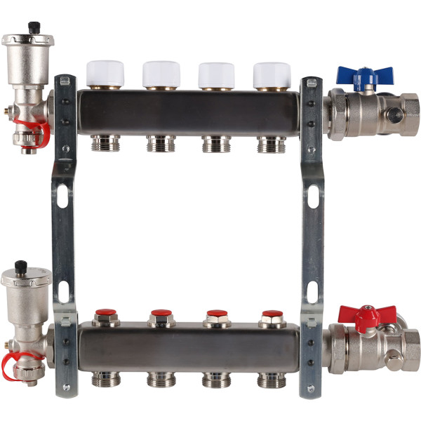 Коллекторная группа Rommer 4 отвода 1"x3/4" в сборе без расходомеров (нерж.сталь) (RMS-3210-000004) Коллекторная группа Rommer 4 отвода 1"x3/4" в сборе без расходомеров (нерж.сталь) (RMS-3210-000004)