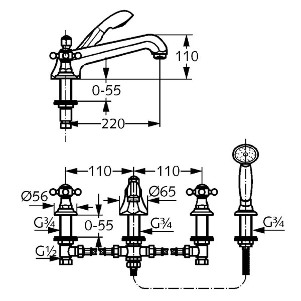 Смеситель для ванны и душа Kludi 1926 с душевым гарнитуром (515250520) Смеситель для ванны и душа Kludi 1926 с душевым гарнитуром (515250520)