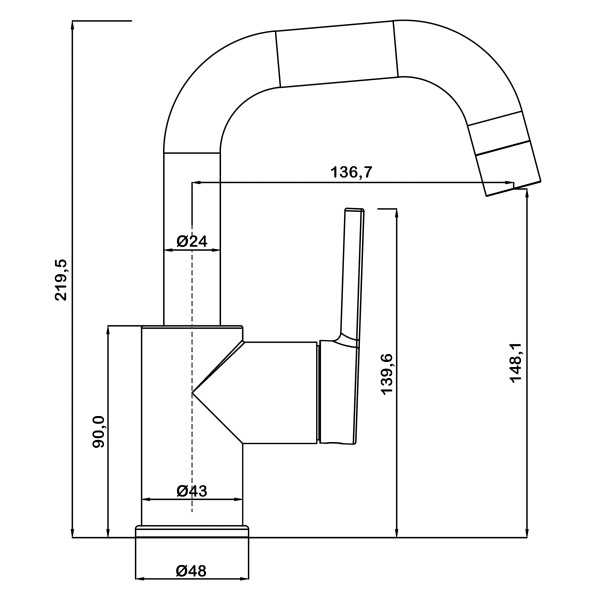 Смеситель для раковины Swedbe Diana хром (1011)