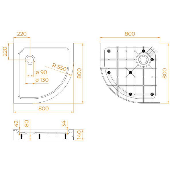 Душевой поддон RGW SMC/R-C 80x80 белый (12350488-01)