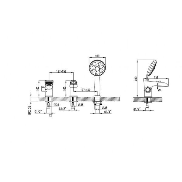 Смеситель на борт ванны Lemark Omega (LM3145C)