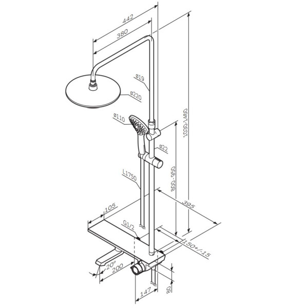 Душевая система AM.PM Gem черная (F0790722)