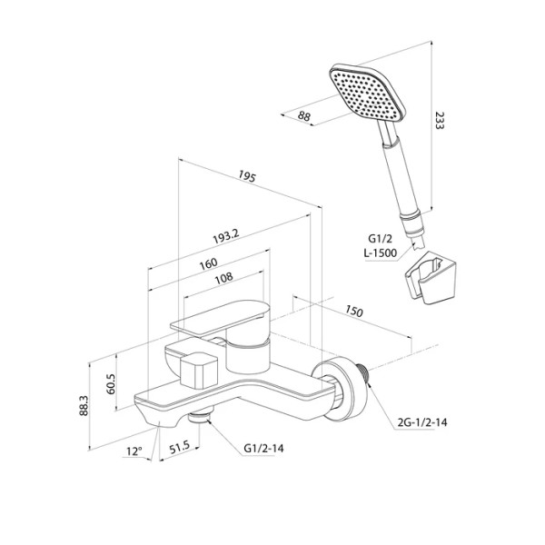 Смеситель для ванны и душа Milardo Maze с душевым гарнитуром сатин (MAZBN00M02) Смеситель для ванны и душа Milardo Maze с душевым гарнитуром сатин (MAZBN00M02)