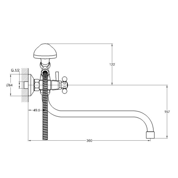 Смеситель для ванны и душа G.lauf хром (JMX7-A605)