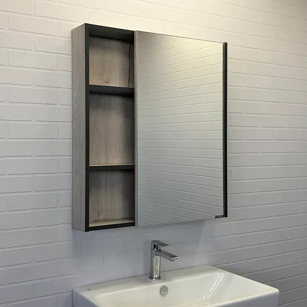 Шкаф зеркальный Comforty Вена 700x150x800 дуб дымчатый (00-00009272)