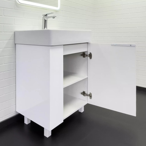 Тумба подвесная с раковиной Comforty Асти 600x455x860 белый глянцевый (00-00019247)