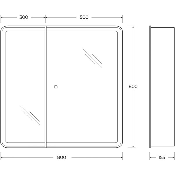 Шкаф зеркальный BelBagno Marino 80x80 (SPC-MAR-80/80-2A-LED-TCH)