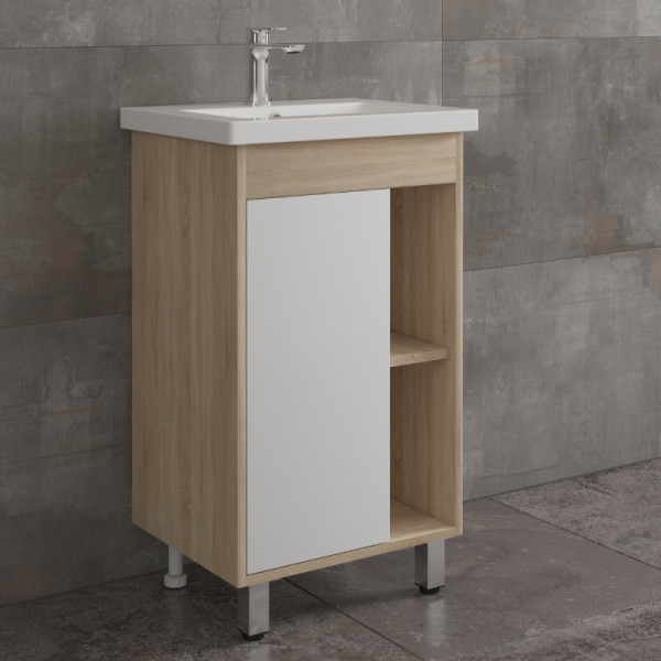 Тумба напольная Melodia Этюд 50 (Como 50) 1 дверь белая/сонома (MFR80038SW) Тумба напольная Melodia Этюд 50 (Como 50) 1 дверь белая/сонома (MFR80038SW)