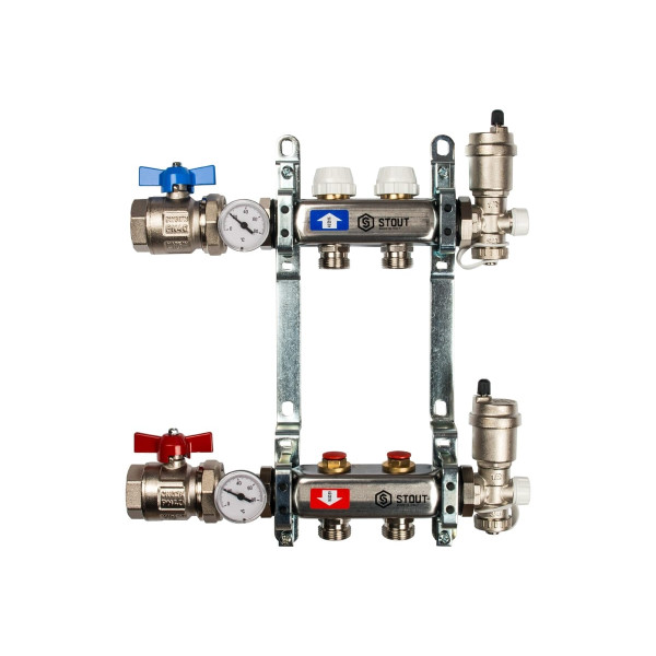 Коллекторная группа 2 отвода 1"x3/4"(18)EK в сборе без расходомеров Stout (нерж.сталь) (SMS-0912-000002) Коллекторная группа 2 отвода 1"x3/4"(18)EK в сборе без расходомеров Stout (нерж.сталь) (SMS-0912-000002)