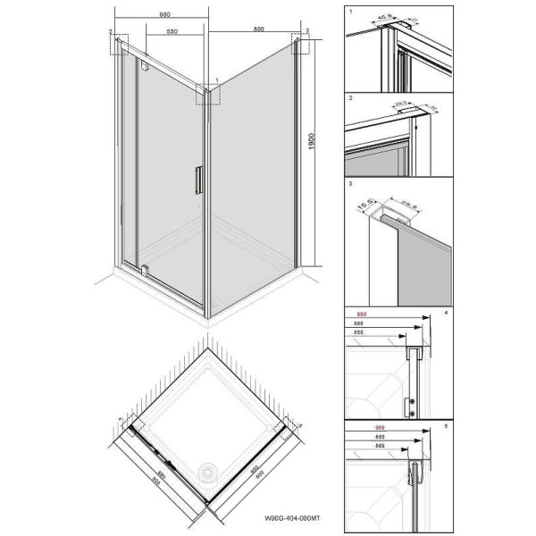 Душевой уголк AM.PM Gem 90*90 стекло прозрачное, профиль хром (W90G-404-090MT) Душевой уголк AM.PM Gem 90*90 стекло прозрачное, профиль хром (W90G-404-090MT)