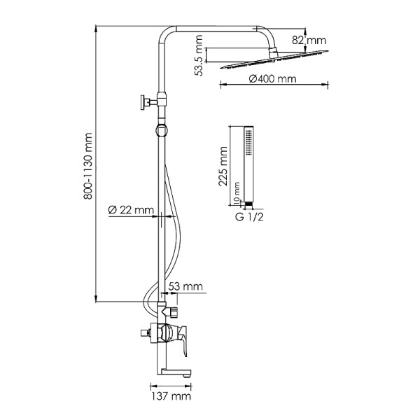 Душевая система WasserKRAFT хром (A166.117.137.087.CH)