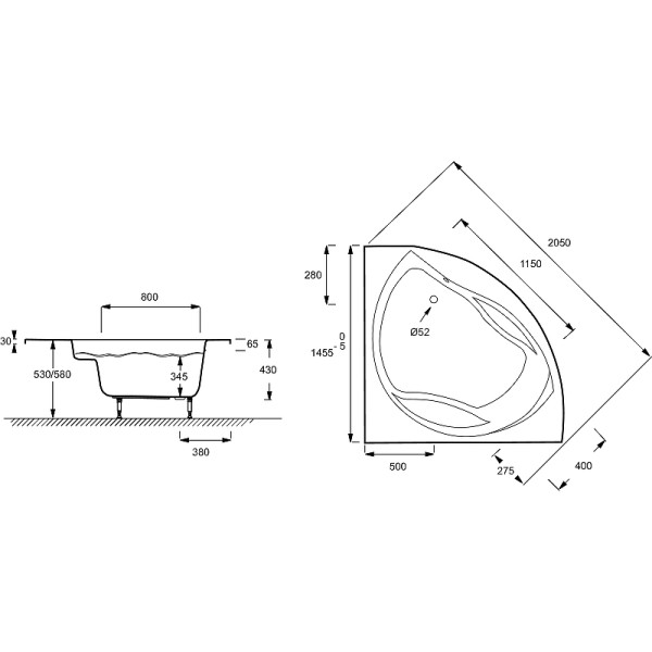 Ванна акриловая Jacob Delafon Presqu'ile 145x145 белая (E6045RU-00)