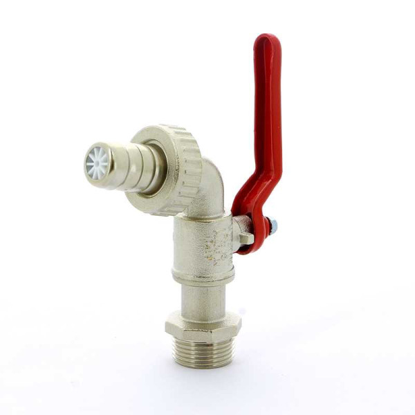 Кран Itap 3/4" шаровый сливной со штуцером (красная стальная рукоятка-рычаг) (1660034)
